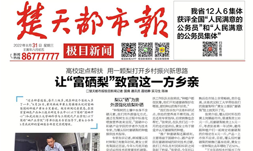 外源强化给梨补硒，国硒中心为麻城培育富有机硒梨增收50%