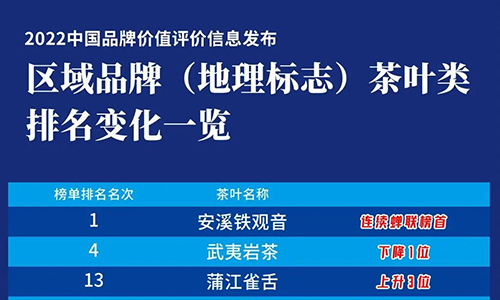 2022中国品牌价值榜揭晓！新晋8个茶叶区域品牌（地理标志）
